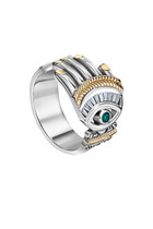 Kaf Wrap Ring, 18k Yellow Gold with Sterling Silver & Diamond